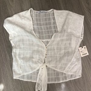nwt zara tie front top XS